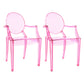 Scandinavian Plastic Dining Arm Chair Open Back Side Chair for Home Use Pink 2 Piece Set Clearhalo ' kitchen&dining_furn' 'Dining Chairs' 'Dining Tables & Seating' 'dining_chair' 'furn' 'furn_dining_chair' 'Furniture' 'furniture_dining_chair' 'Kitchen & Dining Furniture' 'kitchen' 3835498