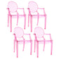Scandinavian Plastic Dining Arm Chair Open Back Side Chair for Home Use Pink 4 Piece Set Clearhalo ' kitchen&dining_furn' 'Dining Chairs' 'Dining Tables & Seating' 'dining_chair' 'furn' 'furn_dining_chair' 'Furniture' 'furniture_dining_chair' 'Kitchen & Dining Furniture' 'kitchen' 3835499