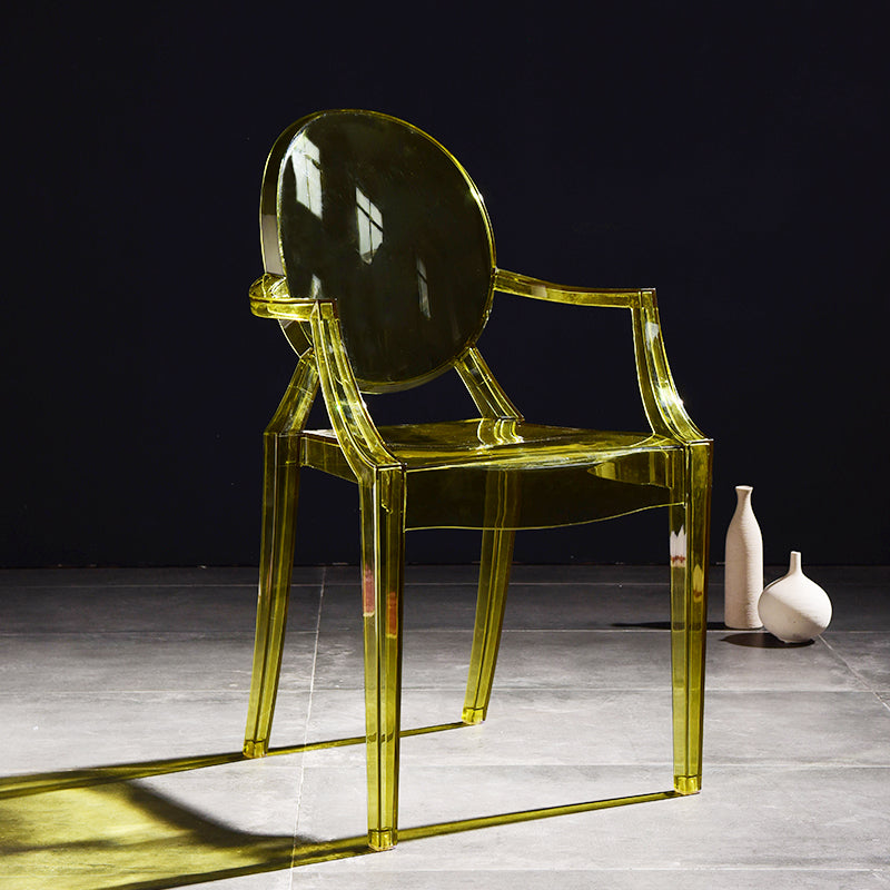 Scandinavian Plastic Dining Arm Chair Open Back Side Chair for Home Use Yellow 1 Piece Clearhalo ' kitchen&dining_furn' 'Dining Chairs' 'Dining Tables & Seating' 'dining_chair' 'furn' 'furn_dining_chair' 'Furniture' 'furniture_dining_chair' 'Kitchen & Dining Furniture' 'kitchen' 3835502