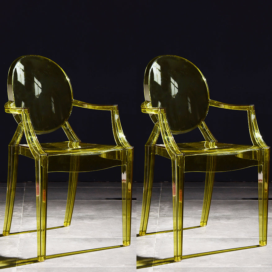 Scandinavian Plastic Dining Arm Chair Open Back Side Chair for Home Use Yellow 2 Piece Set Clearhalo ' kitchen&dining_furn' 'Dining Chairs' 'Dining Tables & Seating' 'dining_chair' 'furn' 'furn_dining_chair' 'Furniture' 'furniture_dining_chair' 'Kitchen & Dining Furniture' 'kitchen' 3835503