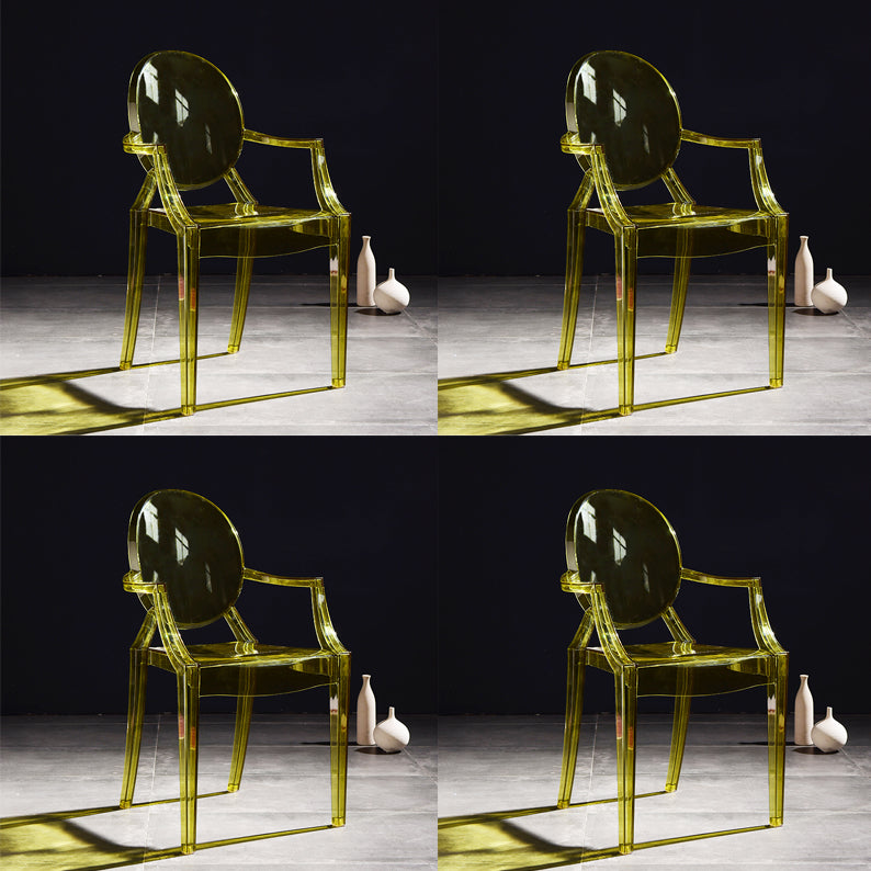 Scandinavian Plastic Dining Arm Chair Open Back Side Chair for Home Use Yellow 4 Piece Set Clearhalo ' kitchen&dining_furn' 'Dining Chairs' 'Dining Tables & Seating' 'dining_chair' 'furn' 'furn_dining_chair' 'Furniture' 'furniture_dining_chair' 'Kitchen & Dining Furniture' 'kitchen' 3835505