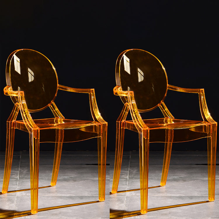 Scandinavian Plastic Dining Arm Chair Open Back Side Chair for Home Use Orange 2 Piece Set Clearhalo ' kitchen&dining_furn' 'Dining Chairs' 'Dining Tables & Seating' 'dining_chair' 'furn' 'furn_dining_chair' 'Furniture' 'furniture_dining_chair' 'Kitchen & Dining Furniture' 'kitchen' 3835506
