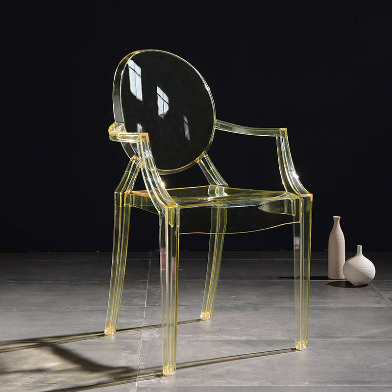 Scandinavian Plastic Dining Arm Chair Open Back Side Chair for Home Use Light Yellow 1 Piece Clearhalo ' kitchen&dining_furn' 'Dining Chairs' 'Dining Tables & Seating' 'dining_chair' 'furn' 'furn_dining_chair' 'Furniture' 'furniture_dining_chair' 'Kitchen & Dining Furniture' 'kitchen' 3835511