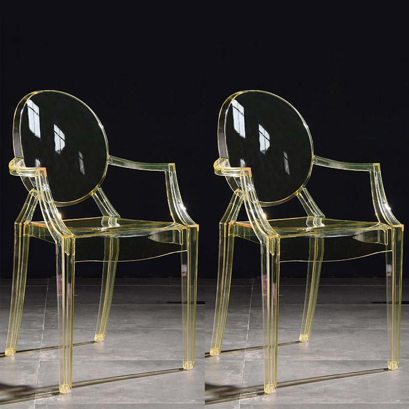 Scandinavian Plastic Dining Arm Chair Open Back Side Chair for Home Use Light Yellow 2 Piece Set Clearhalo ' kitchen&dining_furn' 'Dining Chairs' 'Dining Tables & Seating' 'dining_chair' 'furn' 'furn_dining_chair' 'Furniture' 'furniture_dining_chair' 'Kitchen & Dining Furniture' 'kitchen' 3835512