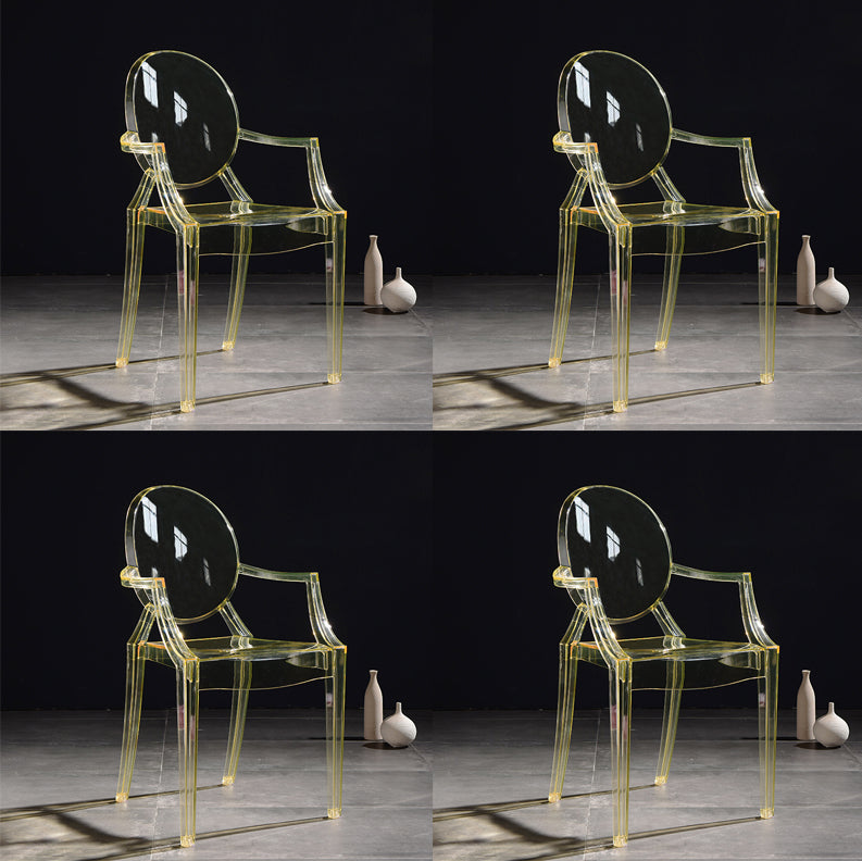 Scandinavian Plastic Dining Arm Chair Open Back Side Chair for Home Use Light Yellow 4 Piece Set Clearhalo ' kitchen&dining_furn' 'Dining Chairs' 'Dining Tables & Seating' 'dining_chair' 'furn' 'furn_dining_chair' 'Furniture' 'furniture_dining_chair' 'Kitchen & Dining Furniture' 'kitchen' 3835513