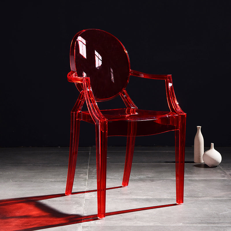 Scandinavian Plastic Dining Arm Chair Open Back Side Chair for Home Use Burgundy 1 Piece Clearhalo ' kitchen&dining_furn' 'Dining Chairs' 'Dining Tables & Seating' 'dining_chair' 'furn' 'furn_dining_chair' 'Furniture' 'furniture_dining_chair' 'Kitchen & Dining Furniture' 'kitchen' 3835514