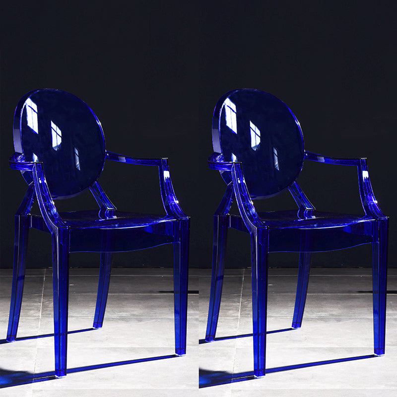 Scandinavian Plastic Dining Arm Chair Open Back Side Chair for Home Use Dark Blue 2 Piece Set Clearhalo ' kitchen&dining_furn' 'Dining Chairs' 'Dining Tables & Seating' 'dining_chair' 'furn' 'furn_dining_chair' 'Furniture' 'furniture_dining_chair' 'Kitchen & Dining Furniture' 'kitchen' 3835521