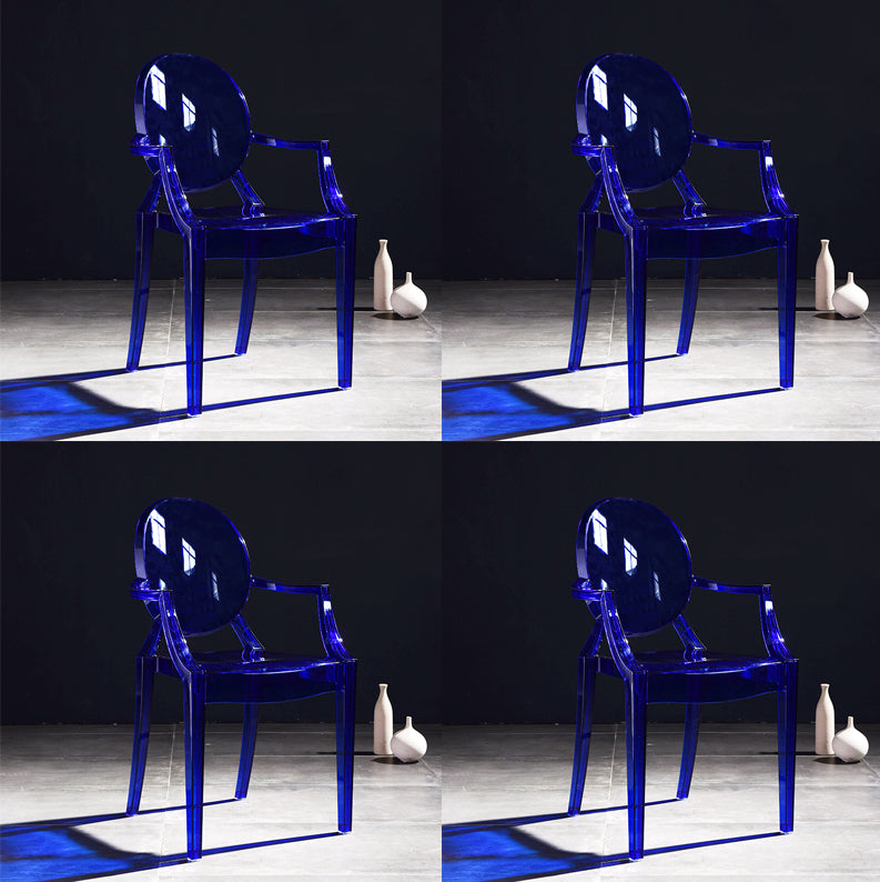 Scandinavian Plastic Dining Arm Chair Open Back Side Chair for Home Use Dark Blue 4 Piece Set Clearhalo ' kitchen&dining_furn' 'Dining Chairs' 'Dining Tables & Seating' 'dining_chair' 'furn' 'furn_dining_chair' 'Furniture' 'furniture_dining_chair' 'Kitchen & Dining Furniture' 'kitchen' 3835522