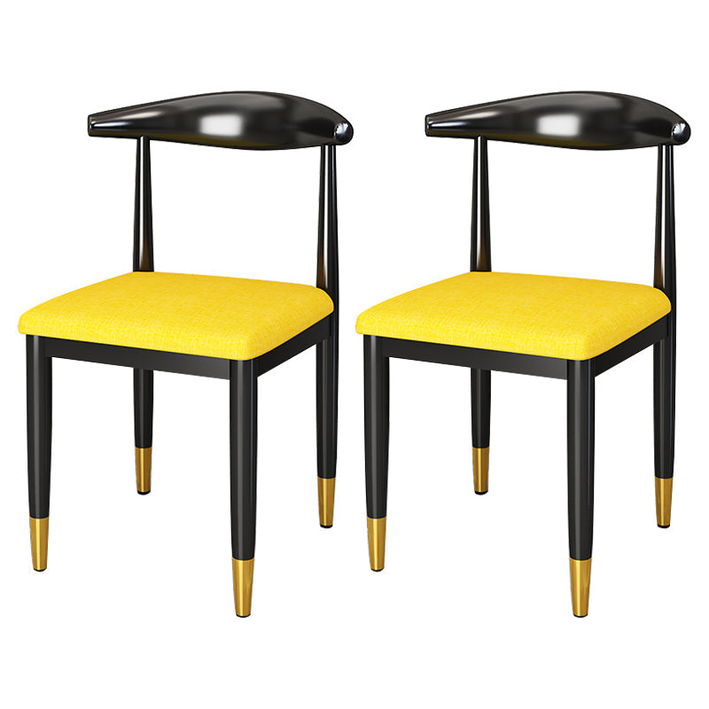 Metal Contemporary Style Dining Side Chair Indoor Open Back Dining Side Chair Yellow 2 Piece Set Clearhalo ' kitchen&dining_furn' 'Dining Chairs' 'Dining Tables & Seating' 'dining_chair' 'furn' 'furn_dining_chair' 'Furniture' 'furniture_dining_chair' 'Kitchen & Dining Furniture' 'kitchen' 3835547