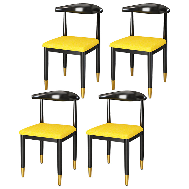 Metal Contemporary Style Dining Side Chair Indoor Open Back Dining Side Chair Yellow 4 Piece Set Clearhalo ' kitchen&dining_furn' 'Dining Chairs' 'Dining Tables & Seating' 'dining_chair' 'furn' 'furn_dining_chair' 'Furniture' 'furniture_dining_chair' 'Kitchen & Dining Furniture' 'kitchen' 3835548