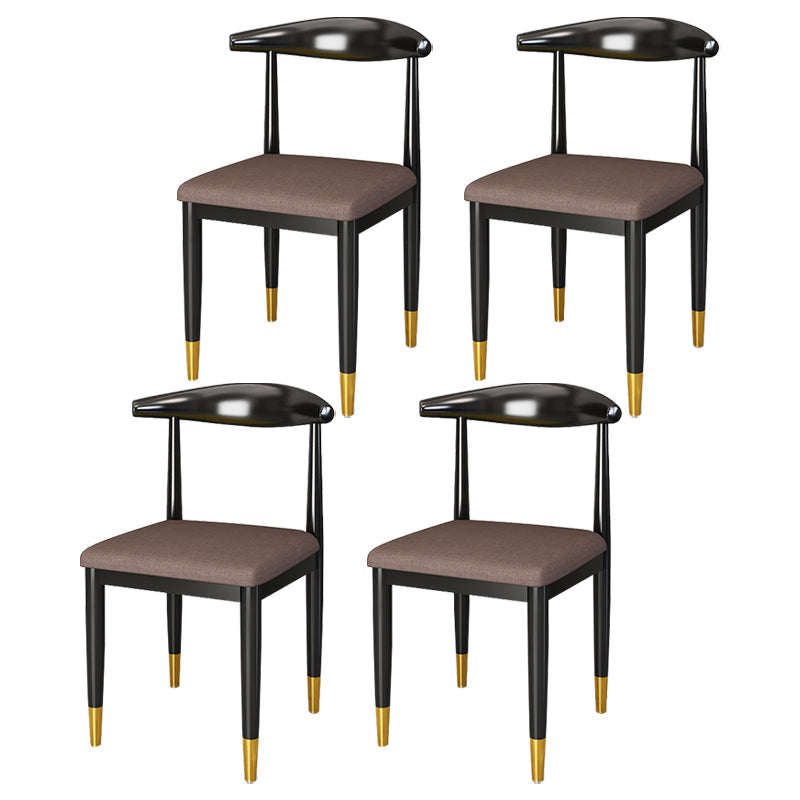 Metal Contemporary Style Dining Side Chair Indoor Open Back Dining Side Chair Brown 4 Piece Set Clearhalo ' kitchen&dining_furn' 'Dining Chairs' 'Dining Tables & Seating' 'dining_chair' 'furn' 'furn_dining_chair' 'Furniture' 'furniture_dining_chair' 'Kitchen & Dining Furniture' 'kitchen' 3835554