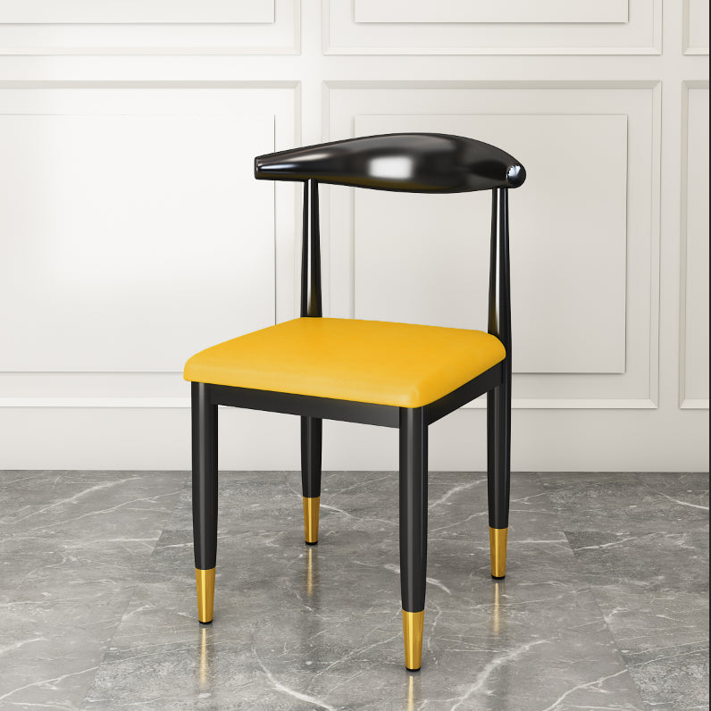 Metal Contemporary Style Dining Side Chair Indoor Open Back Dining Side Chair Light Yellow 1 Piece Clearhalo ' kitchen&dining_furn' 'Dining Chairs' 'Dining Tables & Seating' 'dining_chair' 'furn' 'furn_dining_chair' 'Furniture' 'furniture_dining_chair' 'Kitchen & Dining Furniture' 'kitchen' 3835564