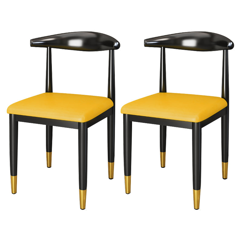 Metal Contemporary Style Dining Side Chair Indoor Open Back Dining Side Chair Light Yellow 2 Piece Set Clearhalo ' kitchen&dining_furn' 'Dining Chairs' 'Dining Tables & Seating' 'dining_chair' 'furn' 'furn_dining_chair' 'Furniture' 'furniture_dining_chair' 'Kitchen & Dining Furniture' 'kitchen' 3835565