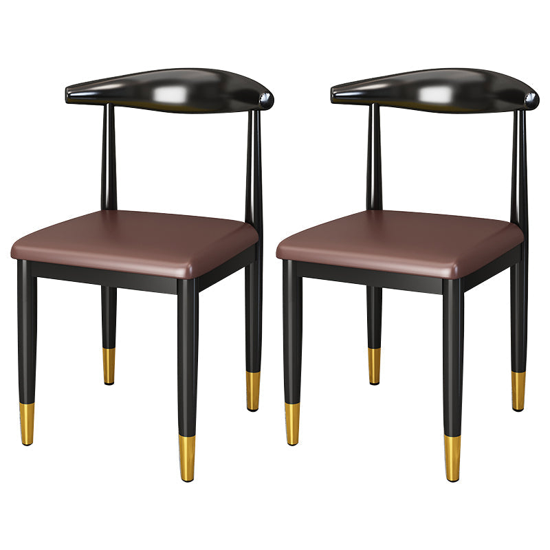 Metal Contemporary Style Dining Side Chair Indoor Open Back Dining Side Chair Light Brown 2 Piece Set Clearhalo ' kitchen&dining_furn' 'Dining Chairs' 'Dining Tables & Seating' 'dining_chair' 'furn' 'furn_dining_chair' 'Furniture' 'furniture_dining_chair' 'Kitchen & Dining Furniture' 'kitchen' 3835568