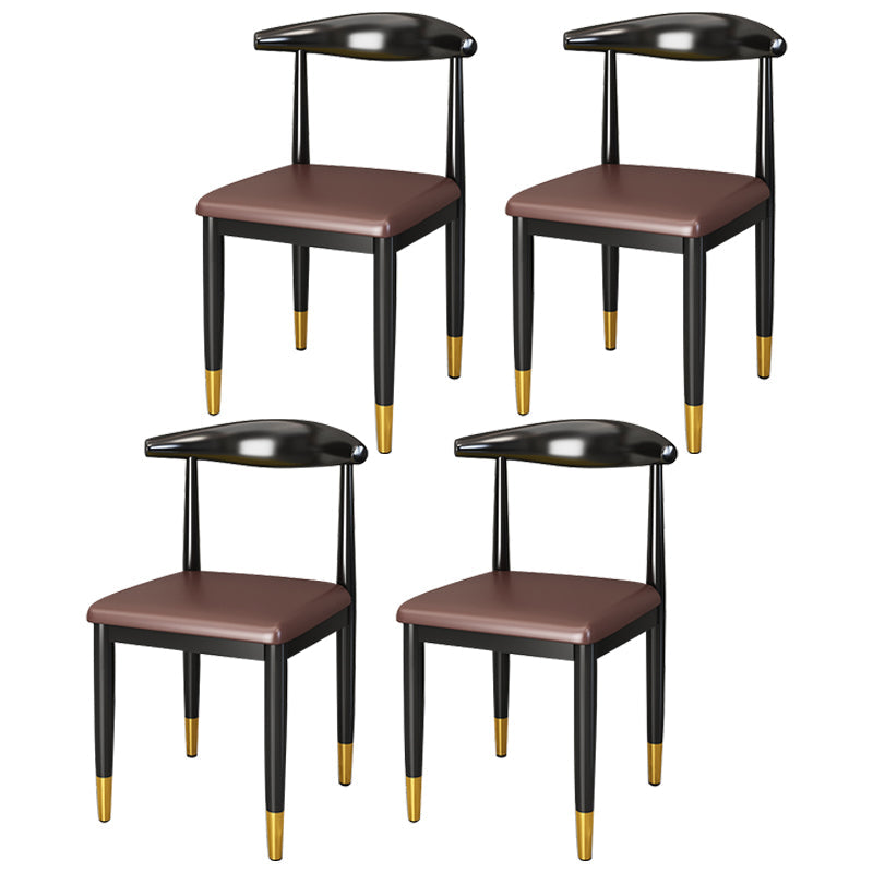 Metal Contemporary Style Dining Side Chair Indoor Open Back Dining Side Chair Light Brown 4 Piece Set Clearhalo ' kitchen&dining_furn' 'Dining Chairs' 'Dining Tables & Seating' 'dining_chair' 'furn' 'furn_dining_chair' 'Furniture' 'furniture_dining_chair' 'Kitchen & Dining Furniture' 'kitchen' 3835569