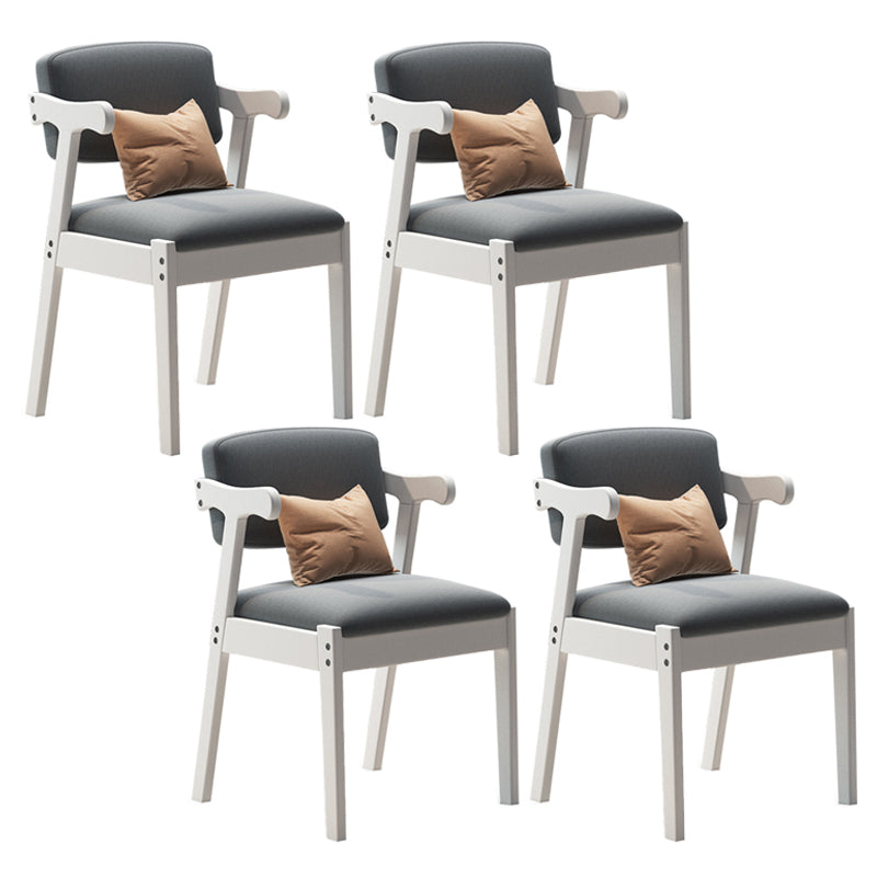 Contemporary Kitchen Opening Back Dining Arm Chair Solid Wood Dining Arm Chair Ivory 4 Piece Set Clearhalo ' kitchen&dining_furn' 'Dining Chairs' 'Dining Tables & Seating' 'dining_chair' 'furn' 'furn_dining_chair' 'Furniture' 'furniture_dining_chair' 'Kitchen & Dining Furniture' 'kitchen' 3835580