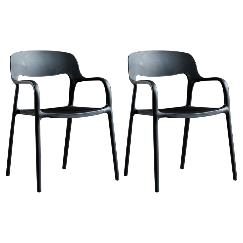 Plastic Open Back Stacking Arm Chair Contemporary Meeting Room Dining Chair Black 2 Piece Set Clearhalo ' kitchen&dining_furn' 'Dining Chairs' 'Dining Tables & Seating' 'dining_chair' 'furn' 'furn_dining_chair' 'Furniture' 'furniture_dining_chair' 'Kitchen & Dining Furniture' 'kitchen' 3835595
