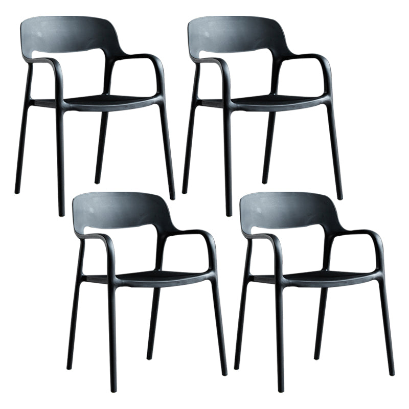 Plastic Open Back Stacking Arm Chair Contemporary Meeting Room Dining Chair Black 4 Piece Set Clearhalo ' kitchen&dining_furn' 'Dining Chairs' 'Dining Tables & Seating' 'dining_chair' 'furn' 'furn_dining_chair' 'Furniture' 'furniture_dining_chair' 'Kitchen & Dining Furniture' 'kitchen' 3835597
