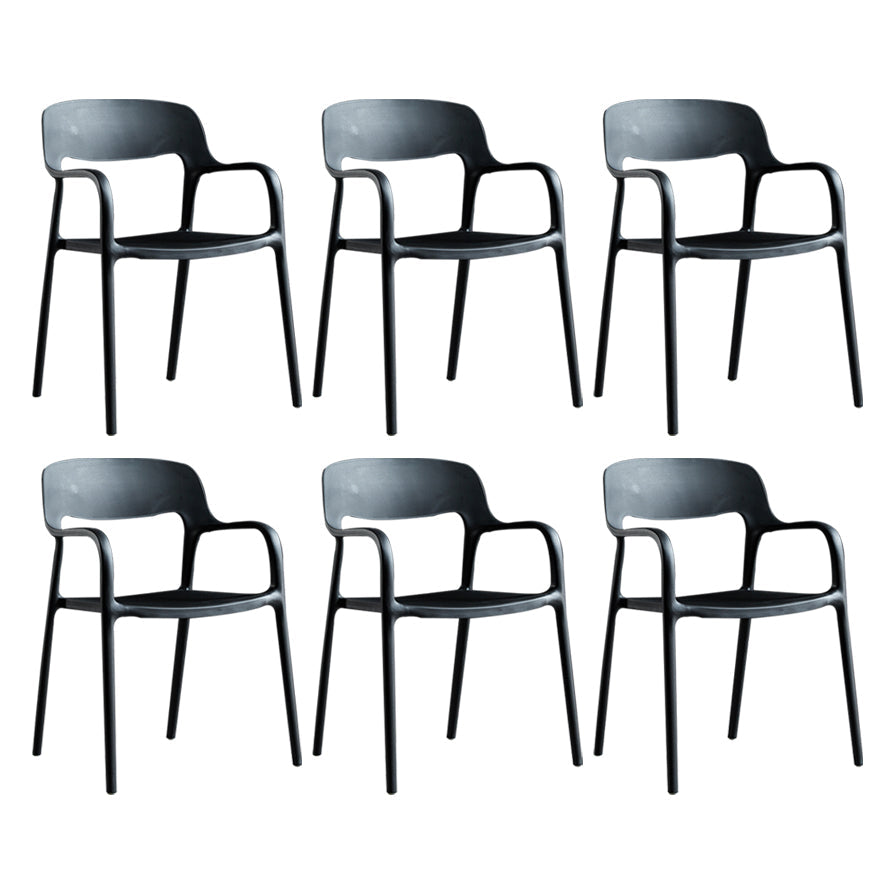Plastic Open Back Stacking Arm Chair Contemporary Meeting Room Dining Chair Black 6 Piece Set Clearhalo ' kitchen&dining_furn' 'Dining Chairs' 'Dining Tables & Seating' 'dining_chair' 'furn' 'furn_dining_chair' 'Furniture' 'furniture_dining_chair' 'Kitchen & Dining Furniture' 'kitchen' 3835599