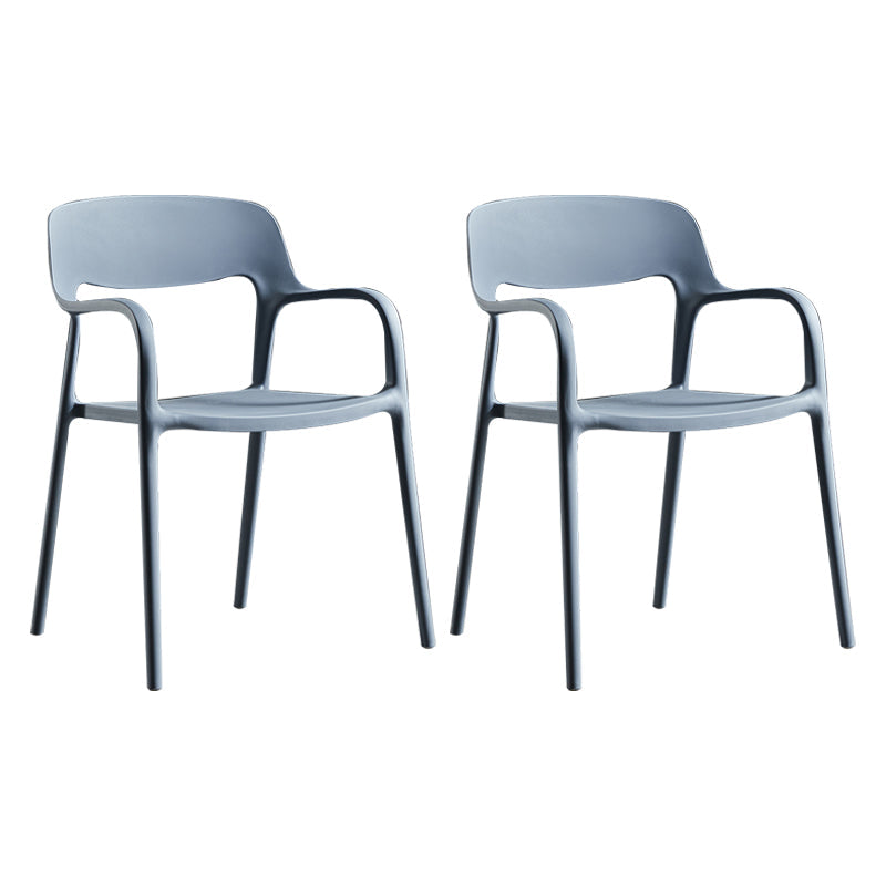 Plastic Open Back Stacking Arm Chair Contemporary Meeting Room Dining Chair Grey 2 Piece Set Clearhalo ' kitchen&dining_furn' 'Dining Chairs' 'Dining Tables & Seating' 'dining_chair' 'furn' 'furn_dining_chair' 'Furniture' 'furniture_dining_chair' 'Kitchen & Dining Furniture' 'kitchen' 3835601