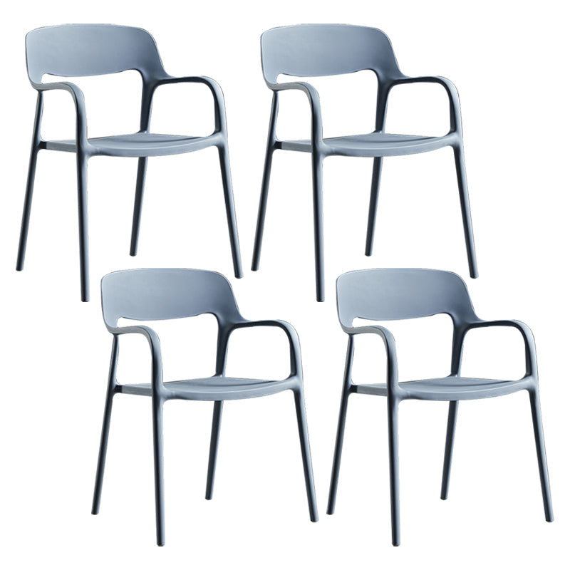 Plastic Open Back Stacking Arm Chair Contemporary Meeting Room Dining Chair Grey 4 Piece Set Clearhalo ' kitchen&dining_furn' 'Dining Chairs' 'Dining Tables & Seating' 'dining_chair' 'furn' 'furn_dining_chair' 'Furniture' 'furniture_dining_chair' 'Kitchen & Dining Furniture' 'kitchen' 3835602