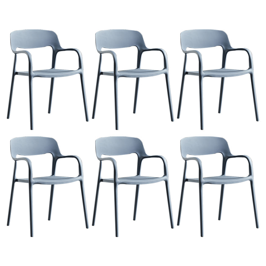 Plastic Open Back Stacking Arm Chair Contemporary Meeting Room Dining Chair Grey 6 Piece Set Clearhalo ' kitchen&dining_furn' 'Dining Chairs' 'Dining Tables & Seating' 'dining_chair' 'furn' 'furn_dining_chair' 'Furniture' 'furniture_dining_chair' 'Kitchen & Dining Furniture' 'kitchen' 3835604