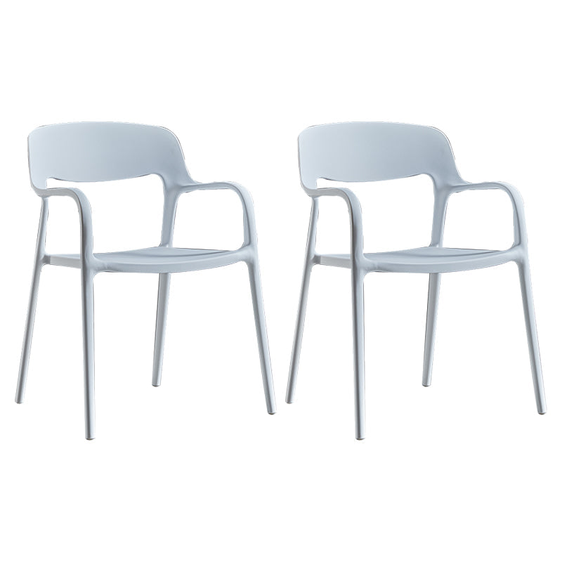 Plastic Open Back Stacking Arm Chair Contemporary Meeting Room Dining Chair White 2 Piece Set Clearhalo ' kitchen&dining_furn' 'Dining Chairs' 'Dining Tables & Seating' 'dining_chair' 'furn' 'furn_dining_chair' 'Furniture' 'furniture_dining_chair' 'Kitchen & Dining Furniture' 'kitchen' 3835607