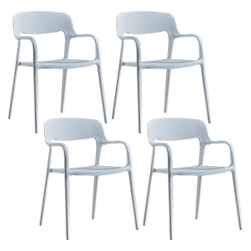 Plastic Open Back Stacking Arm Chair Contemporary Meeting Room Dining Chair White 4 Piece Set Clearhalo ' kitchen&dining_furn' 'Dining Chairs' 'Dining Tables & Seating' 'dining_chair' 'furn' 'furn_dining_chair' 'Furniture' 'furniture_dining_chair' 'Kitchen & Dining Furniture' 'kitchen' 3835609
