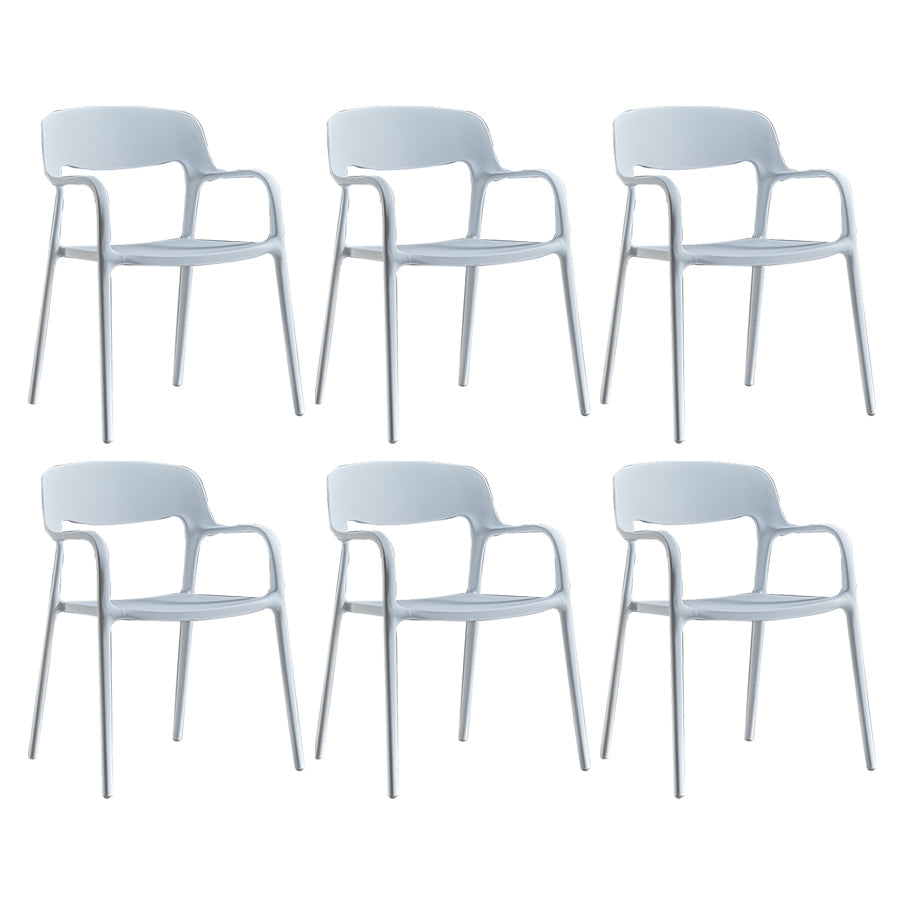 Plastic Open Back Stacking Arm Chair Contemporary Meeting Room Dining Chair White 6 Piece Set Clearhalo ' kitchen&dining_furn' 'Dining Chairs' 'Dining Tables & Seating' 'dining_chair' 'furn' 'furn_dining_chair' 'Furniture' 'furniture_dining_chair' 'Kitchen & Dining Furniture' 'kitchen' 3835611