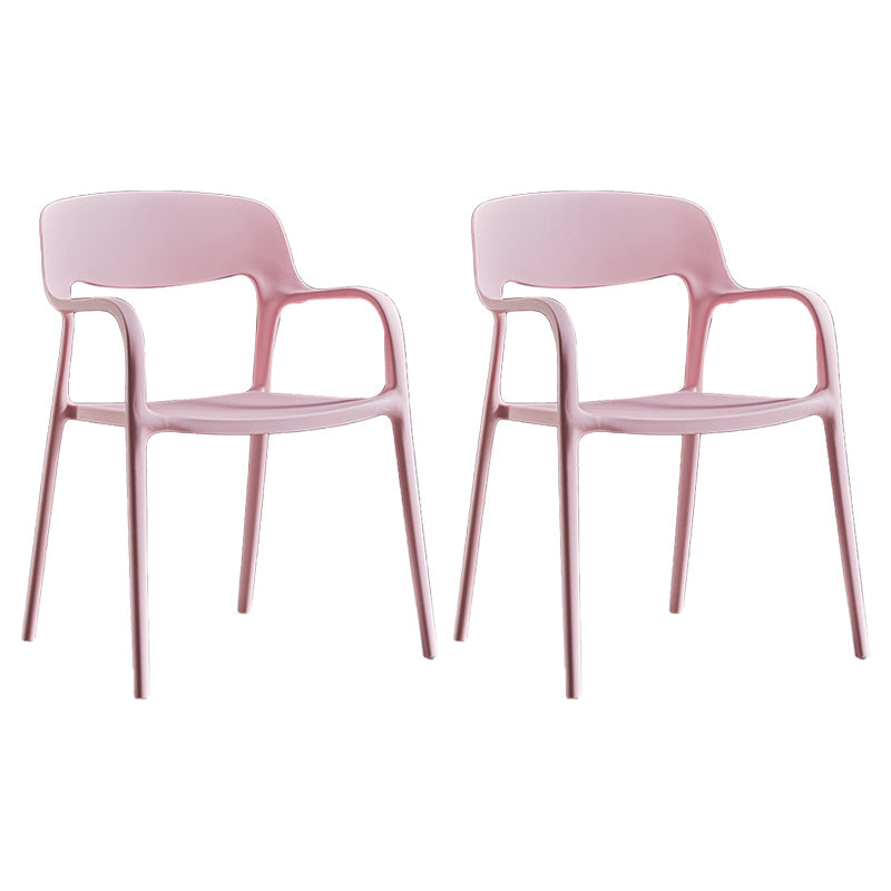 Plastic Open Back Stacking Arm Chair Contemporary Meeting Room Dining Chair Pink 2 Piece Set Clearhalo ' kitchen&dining_furn' 'Dining Chairs' 'Dining Tables & Seating' 'dining_chair' 'furn' 'furn_dining_chair' 'Furniture' 'furniture_dining_chair' 'Kitchen & Dining Furniture' 'kitchen' 3835613