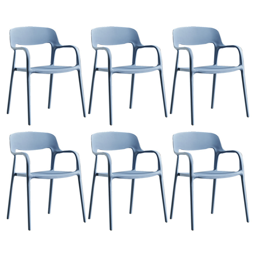 Plastic Open Back Stacking Arm Chair Contemporary Meeting Room Dining Chair Blue 6 Piece Set Clearhalo ' kitchen&dining_furn' 'Dining Chairs' 'Dining Tables & Seating' 'dining_chair' 'furn' 'furn_dining_chair' 'Furniture' 'furniture_dining_chair' 'Kitchen & Dining Furniture' 'kitchen' 3835618