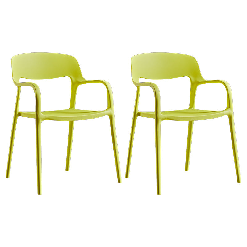 Plastic Open Back Stacking Arm Chair Contemporary Meeting Room Dining Chair Light Yellow 2 Piece Set Clearhalo ' kitchen&dining_furn' 'Dining Chairs' 'Dining Tables & Seating' 'dining_chair' 'furn' 'furn_dining_chair' 'Furniture' 'furniture_dining_chair' 'Kitchen & Dining Furniture' 'kitchen' 3835622