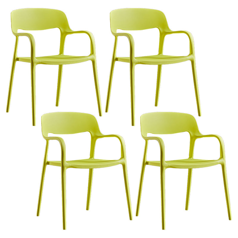 Plastic Open Back Stacking Arm Chair Contemporary Meeting Room Dining Chair Light Yellow 4 Piece Set Clearhalo ' kitchen&dining_furn' 'Dining Chairs' 'Dining Tables & Seating' 'dining_chair' 'furn' 'furn_dining_chair' 'Furniture' 'furniture_dining_chair' 'Kitchen & Dining Furniture' 'kitchen' 3835623