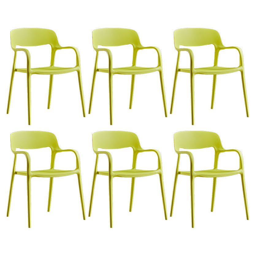 Plastic Open Back Stacking Arm Chair Contemporary Meeting Room Dining Chair Light Yellow 6 Piece Set Clearhalo ' kitchen&dining_furn' 'Dining Chairs' 'Dining Tables & Seating' 'dining_chair' 'furn' 'furn_dining_chair' 'Furniture' 'furniture_dining_chair' 'Kitchen & Dining Furniture' 'kitchen' 3835624