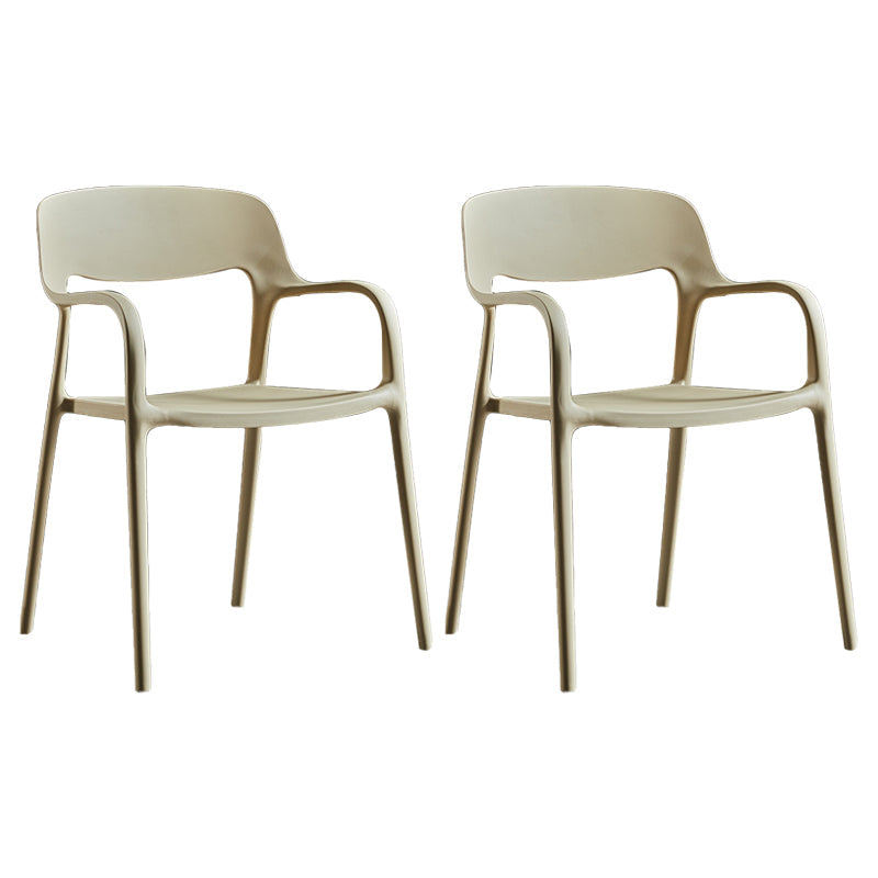 Plastic Open Back Stacking Arm Chair Contemporary Meeting Room Dining Chair Khaki 2 Piece Set Clearhalo ' kitchen&dining_furn' 'Dining Chairs' 'Dining Tables & Seating' 'dining_chair' 'furn' 'furn_dining_chair' 'Furniture' 'furniture_dining_chair' 'Kitchen & Dining Furniture' 'kitchen' 3835625