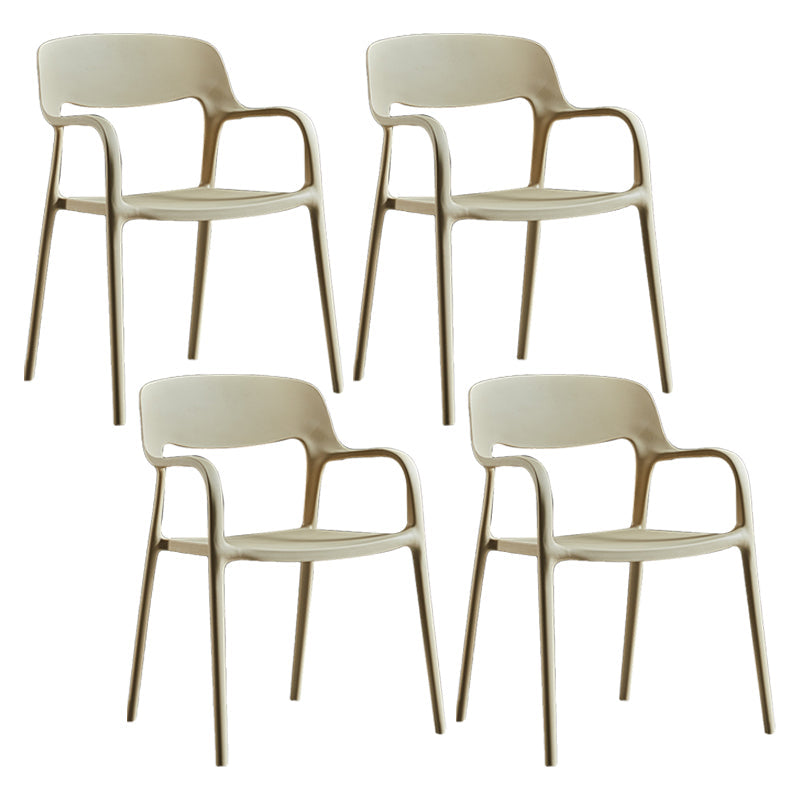 Plastic Open Back Stacking Arm Chair Contemporary Meeting Room Dining Chair Khaki 4 Piece Set Clearhalo ' kitchen&dining_furn' 'Dining Chairs' 'Dining Tables & Seating' 'dining_chair' 'furn' 'furn_dining_chair' 'Furniture' 'furniture_dining_chair' 'Kitchen & Dining Furniture' 'kitchen' 3835626
