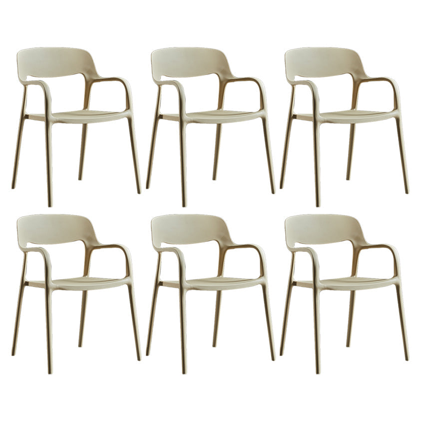 Plastic Open Back Stacking Arm Chair Contemporary Meeting Room Dining Chair Khaki 6 Piece Set Clearhalo ' kitchen&dining_furn' 'Dining Chairs' 'Dining Tables & Seating' 'dining_chair' 'furn' 'furn_dining_chair' 'Furniture' 'furniture_dining_chair' 'Kitchen & Dining Furniture' 'kitchen' 3835627