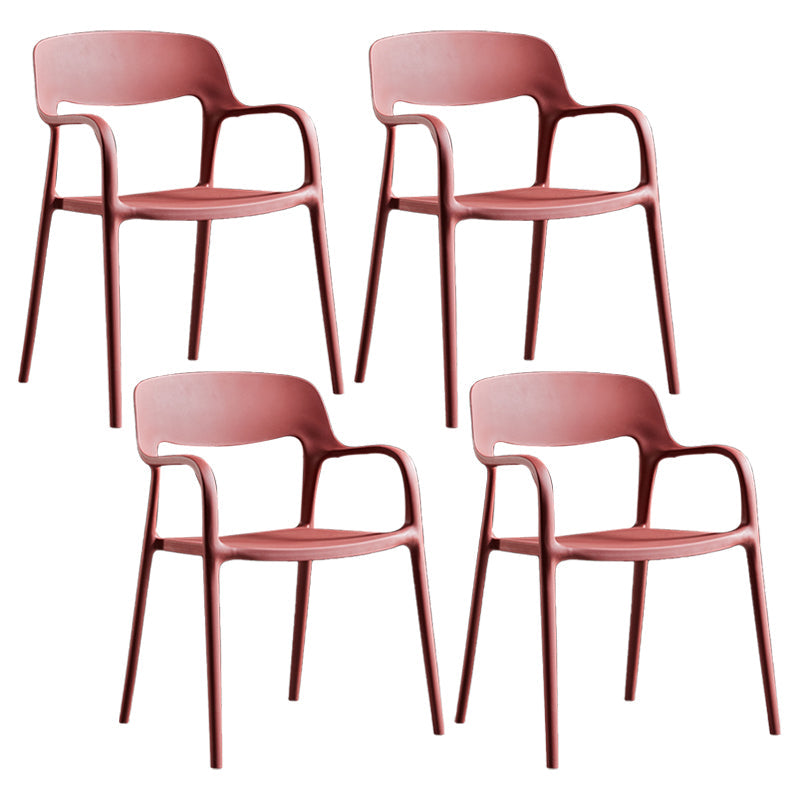 Plastic Open Back Stacking Arm Chair Contemporary Meeting Room Dining Chair Burgundy 4 Piece Set Clearhalo ' kitchen&dining_furn' 'Dining Chairs' 'Dining Tables & Seating' 'dining_chair' 'furn' 'furn_dining_chair' 'Furniture' 'furniture_dining_chair' 'Kitchen & Dining Furniture' 'kitchen' 3835629