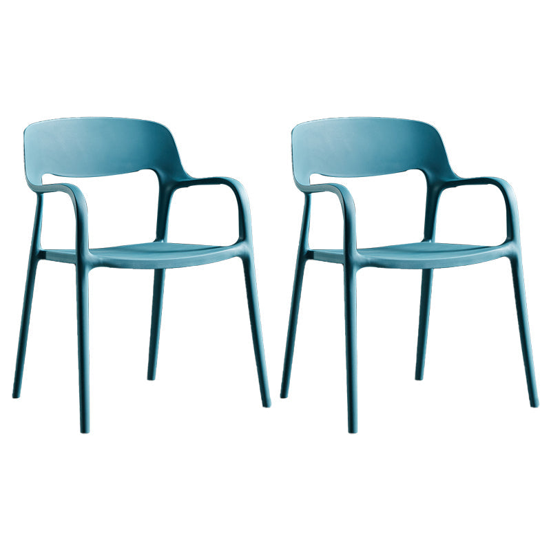 Plastic Open Back Stacking Arm Chair Contemporary Meeting Room Dining Chair Peacock Blue 2 Piece Set Clearhalo ' kitchen&dining_furn' 'Dining Chairs' 'Dining Tables & Seating' 'dining_chair' 'furn' 'furn_dining_chair' 'Furniture' 'furniture_dining_chair' 'Kitchen & Dining Furniture' 'kitchen' 3835631