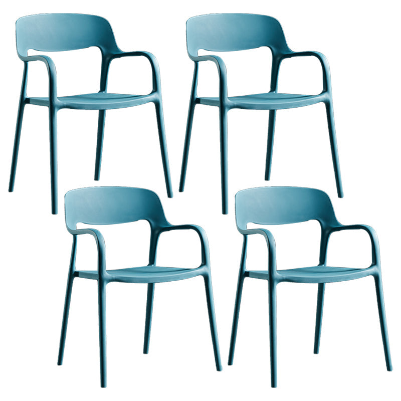 Plastic Open Back Stacking Arm Chair Contemporary Meeting Room Dining Chair Peacock Blue 4 Piece Set Clearhalo ' kitchen&dining_furn' 'Dining Chairs' 'Dining Tables & Seating' 'dining_chair' 'furn' 'furn_dining_chair' 'Furniture' 'furniture_dining_chair' 'Kitchen & Dining Furniture' 'kitchen' 3835632