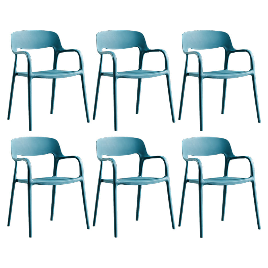 Plastic Open Back Stacking Arm Chair Contemporary Meeting Room Dining Chair Peacock Blue 6 Piece Set Clearhalo ' kitchen&dining_furn' 'Dining Chairs' 'Dining Tables & Seating' 'dining_chair' 'furn' 'furn_dining_chair' 'Furniture' 'furniture_dining_chair' 'Kitchen & Dining Furniture' 'kitchen' 3835633