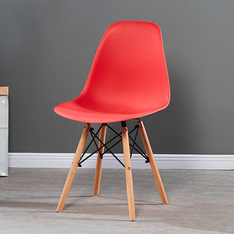 Contemporary Style Plastic Dining Chair Home Side Solid Back Chair for Kitchen Red 1 Piece Clearhalo ' kitchen&dining_furn' 'Dining Chairs' 'Dining Tables & Seating' 'dining_chair' 'Furniture' 'furniture_dining_chair' 'Kitchen & Dining Furniture' 'kitchen' 3835653