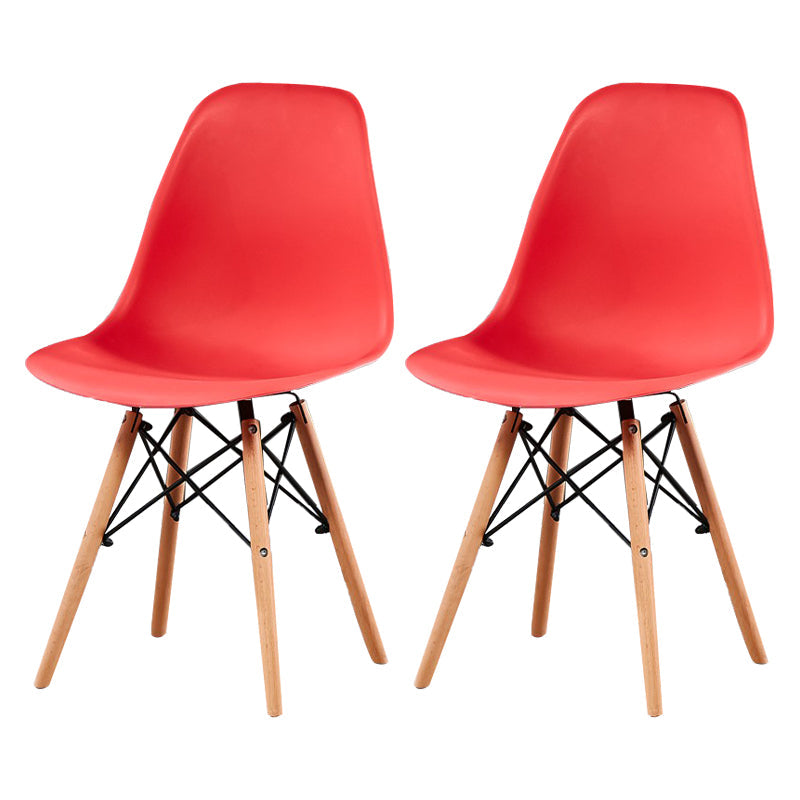 Contemporary Style Plastic Dining Chair Home Side Solid Back Chair for Kitchen Red Set of 2 Clearhalo ' kitchen&dining_furn' 'Dining Chairs' 'Dining Tables & Seating' 'dining_chair' 'Furniture' 'furniture_dining_chair' 'Kitchen & Dining Furniture' 'kitchen' 3835655