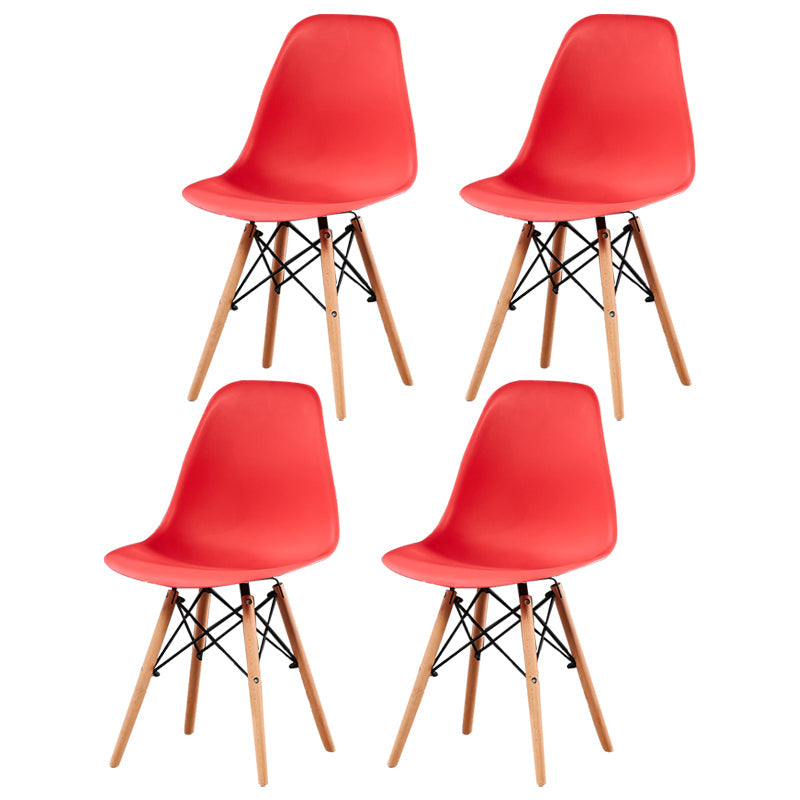 Contemporary Style Plastic Dining Chair Home Side Solid Back Chair for Kitchen Red Set of 4 Clearhalo ' kitchen&dining_furn' 'Dining Chairs' 'Dining Tables & Seating' 'dining_chair' 'Furniture' 'furniture_dining_chair' 'Kitchen & Dining Furniture' 'kitchen' 3835657