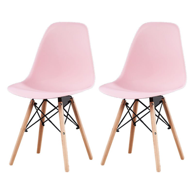 Contemporary Style Plastic Dining Chair Home Side Solid Back Chair for Kitchen Pink Set of 2 Clearhalo ' kitchen&dining_furn' 'Dining Chairs' 'Dining Tables & Seating' 'dining_chair' 'Furniture' 'furniture_dining_chair' 'Kitchen & Dining Furniture' 'kitchen' 3835660
