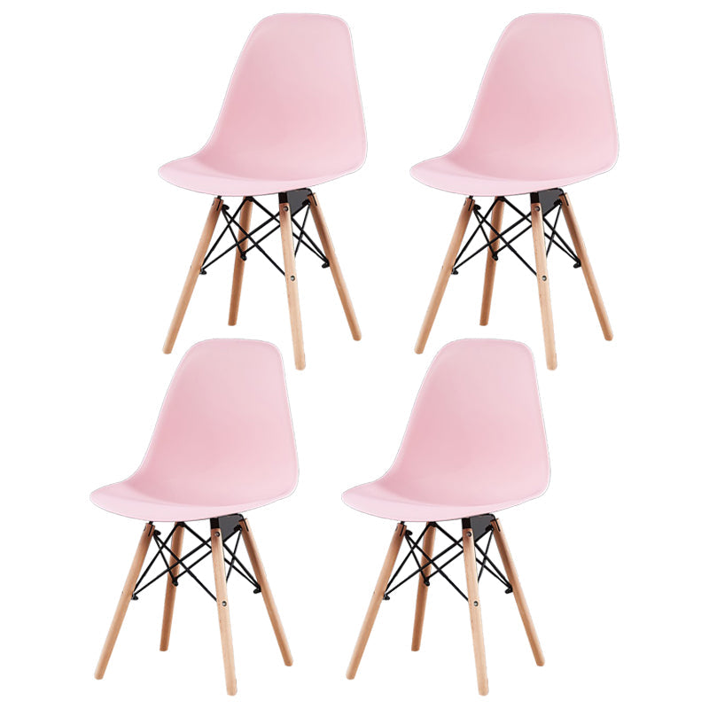 Contemporary Style Plastic Dining Chair Home Side Solid Back Chair for Kitchen Pink Set of 4 Clearhalo ' kitchen&dining_furn' 'Dining Chairs' 'Dining Tables & Seating' 'dining_chair' 'Furniture' 'furniture_dining_chair' 'Kitchen & Dining Furniture' 'kitchen' 3835661