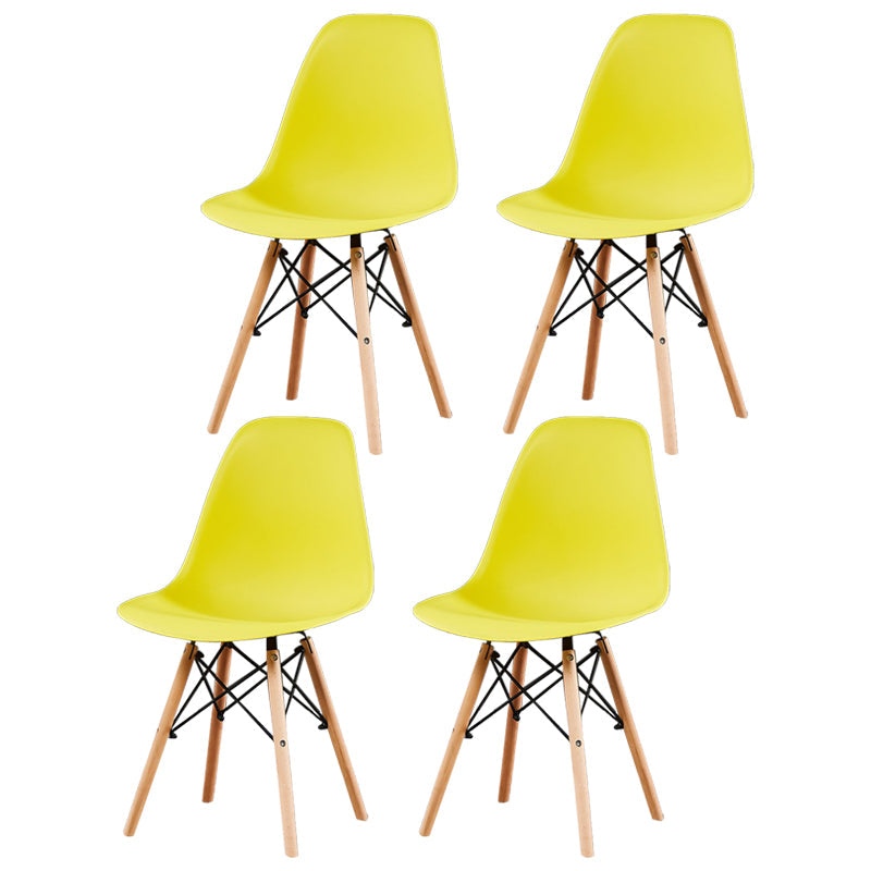 Contemporary Style Plastic Dining Chair Home Side Solid Back Chair for Kitchen Yellow Set of 4 Clearhalo ' kitchen&dining_furn' 'Dining Chairs' 'Dining Tables & Seating' 'dining_chair' 'Furniture' 'furniture_dining_chair' 'Kitchen & Dining Furniture' 'kitchen' 3835664