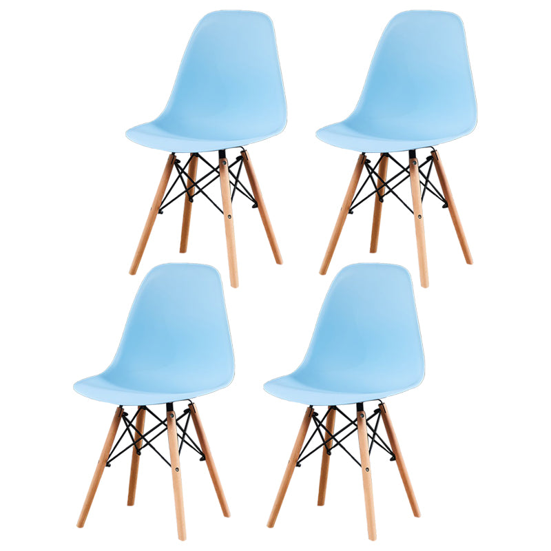 Contemporary Style Plastic Dining Chair Home Side Solid Back Chair for Kitchen Sky Blue Set of 4 Clearhalo ' kitchen&dining_furn' 'Dining Chairs' 'Dining Tables & Seating' 'dining_chair' 'Furniture' 'furniture_dining_chair' 'Kitchen & Dining Furniture' 'kitchen' 3835667