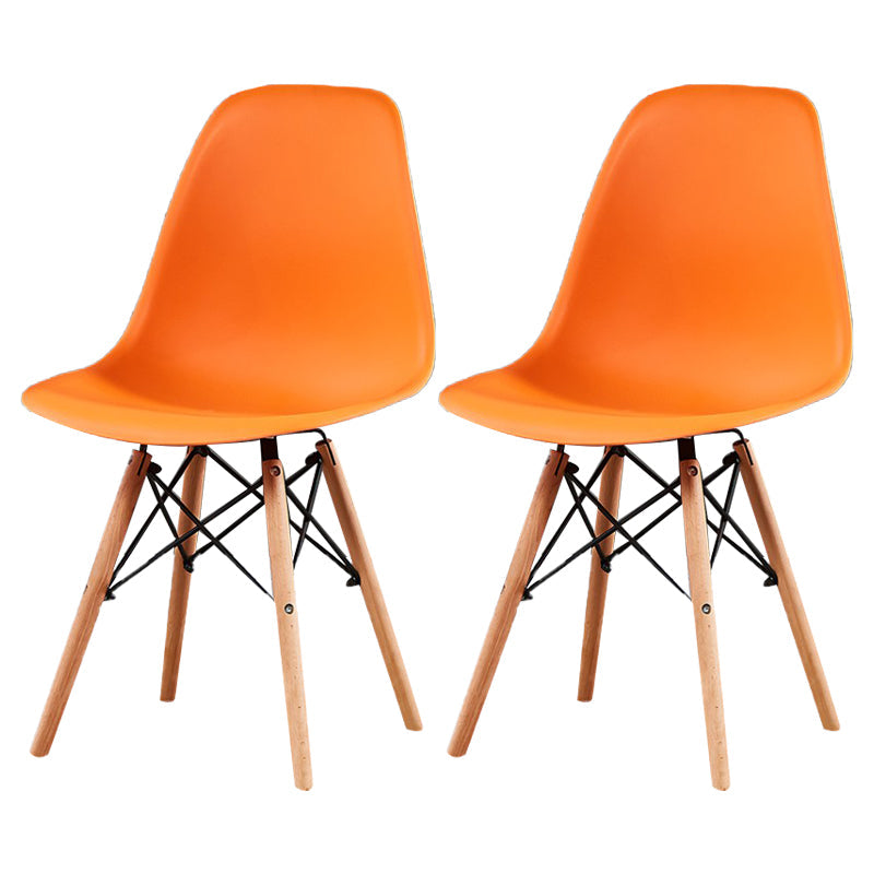 Contemporary Style Plastic Dining Chair Home Side Solid Back Chair for Kitchen Orange Set of 2 Clearhalo ' kitchen&dining_furn' 'Dining Chairs' 'Dining Tables & Seating' 'dining_chair' 'Furniture' 'furniture_dining_chair' 'Kitchen & Dining Furniture' 'kitchen' 3835672