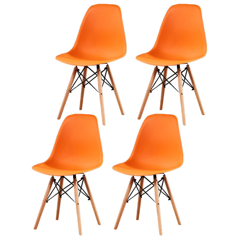 Contemporary Style Plastic Dining Chair Home Side Solid Back Chair for Kitchen Orange Set of 4 Clearhalo ' kitchen&dining_furn' 'Dining Chairs' 'Dining Tables & Seating' 'dining_chair' 'Furniture' 'furniture_dining_chair' 'Kitchen & Dining Furniture' 'kitchen' 3835673